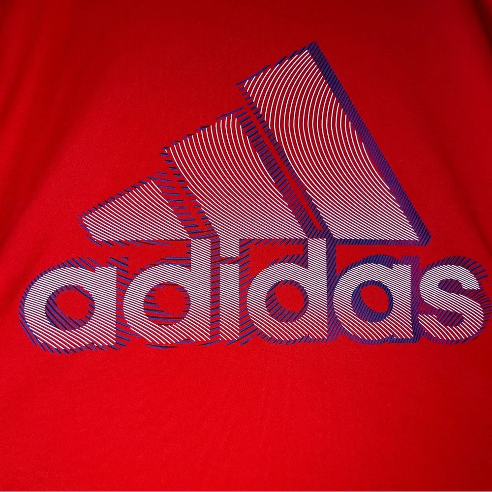 Adidas boys youth red short sleeve logo T-shirt large (14/16)